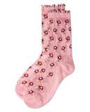 Ditsy Floral Cotton-Rich Mini-Net Ruffle-Edge Ankle Sock