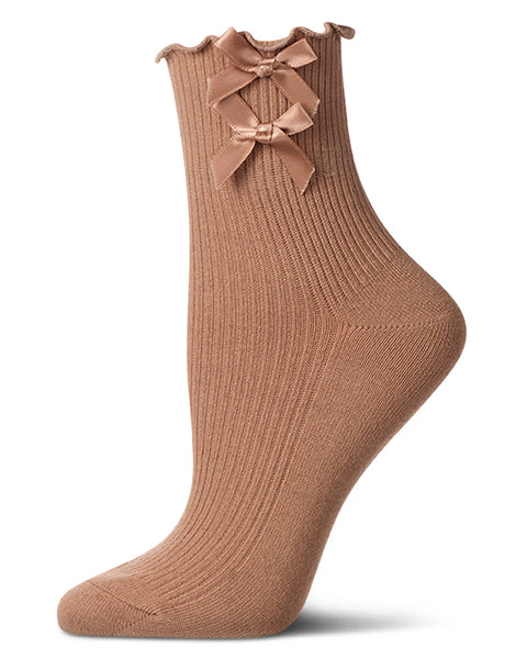Cotton Rich Lettuce Edge Bow-Trimmed Ankle Sock