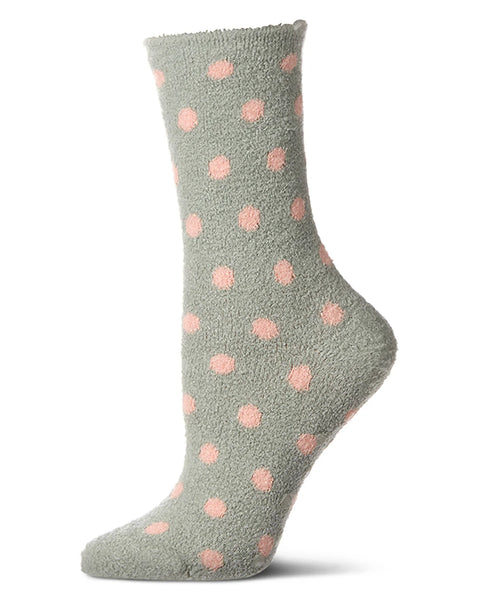 Polka Dot Non-Skid Lavender Infused Cozy Spa Crew Sock