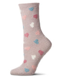 All Over Hearts Non-Skid Lavender Infused Cozy Spa Crew Sock