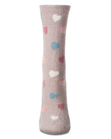 All Over Hearts Non-Skid Lavender Infused Cozy Spa Crew Sock