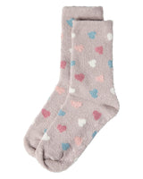 All Over Hearts Non-Skid Lavender Infused Cozy Spa Crew Sock