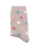 All Over Hearts Non-Skid Lavender Infused Cozy Spa Crew Sock