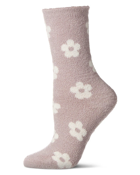 Daisies Non-Skid Lavender Infused Cozy Spa Crew Sock