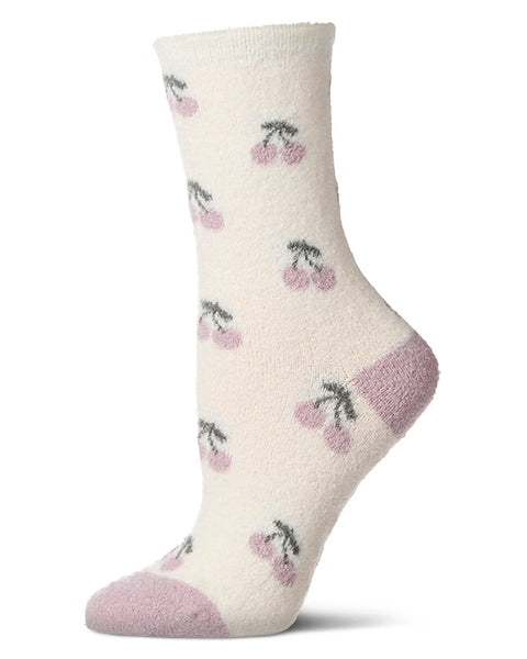 Cherries Non-Skid Lavender Infused Cozy Spa Crew Sock