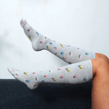 Fancy Floral Knee High Compression Socks