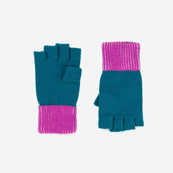 Striped Cuff Fingerless Gloves