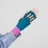 Striped Cuff Fingerless Gloves