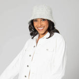 Stevie Faux Fur Bucket Hat with All Over Sequins