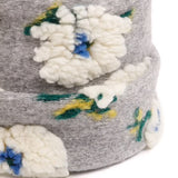 Keyes Machine Knit Cuffed Beanie with Sherpa Flowers