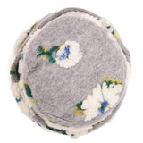 Keyes Machine Knit Cuffed Beanie with Sherpa Flowers