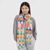 Mosaic Plaid Skinny Knit Scarf