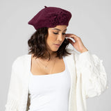 Wool Beret With Flowers