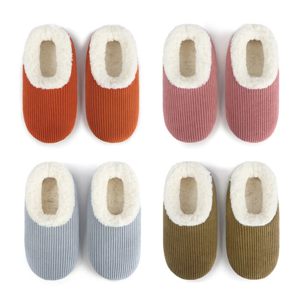 Women's Corduroy Sherpa Lined Non Skid Slipper Socks