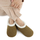 Women's Corduroy Sherpa Lined Non Skid Slipper Socks