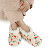 Women's Floral Bloom Corduroy Sherpa Lined Non Skid Slipper Socks
