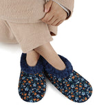 Women's Floral Bloom Corduroy Sherpa Lined Non Skid Slipper Socks