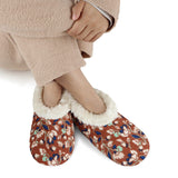 Women's Floral Bloom Corduroy Sherpa Lined Non Skid Slipper Socks