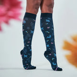 Cat Floral Knee High Compression Socks