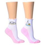 Snoopy Beachlife Lettuce Edge Compression Quarter Crew Sock 2-Pack