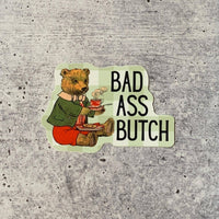 Badass Butch Lesbian Teddy Bear Vinyl Sticker
