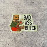 Badass Butch Lesbian Teddy Bear Vinyl Sticker