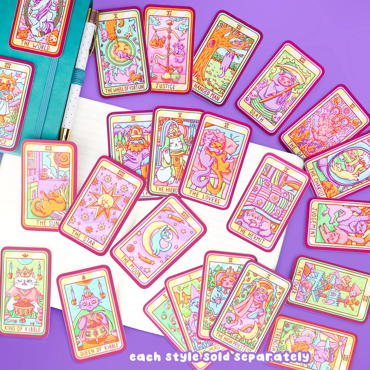 Queen of Kibble Cat Major Arcana Tarot Card Vinyl Sticker – Pippi Socks