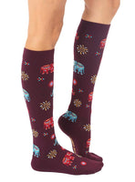 Painted Elephants Compression Knee High Sock