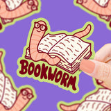 Bookworm Nerdy Reading Book Lover Laptop Decal Vinyl Sticker