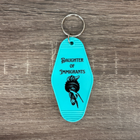 Daughter Of Immigrants Motel Style Keychain in Mint Green