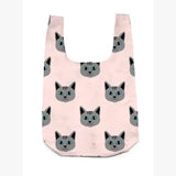 Gray Cat / Kitten 2-in-1 Reusable Shopper Bag & Bag Charm