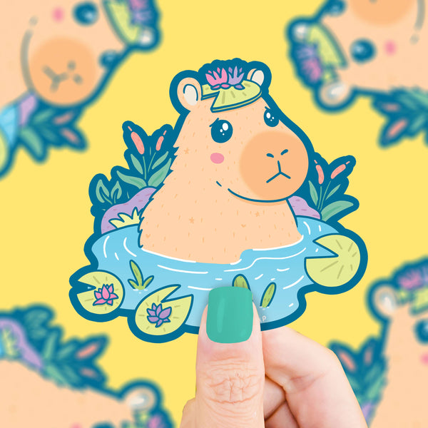 Capybara Pond Animal Vinyl Sticker