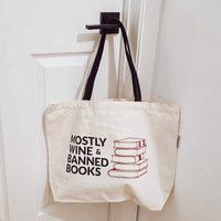 Wine & Banned Books Tote Bag