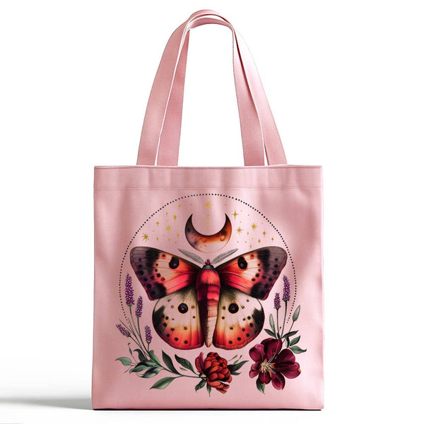 Mystic Floral Moth Canvas Tote Bag