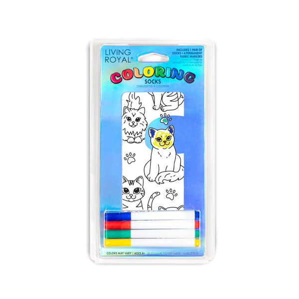 Feline Friends Coloring Socks