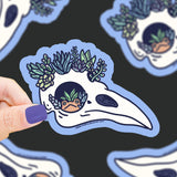 Raven Skull Succulent Garden Vinyl Sticker