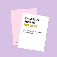 Ride-or-Die Friendship Card