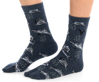 V-Toe Split Toe Novelty Grey Sharks Big Toe Tabi Socks