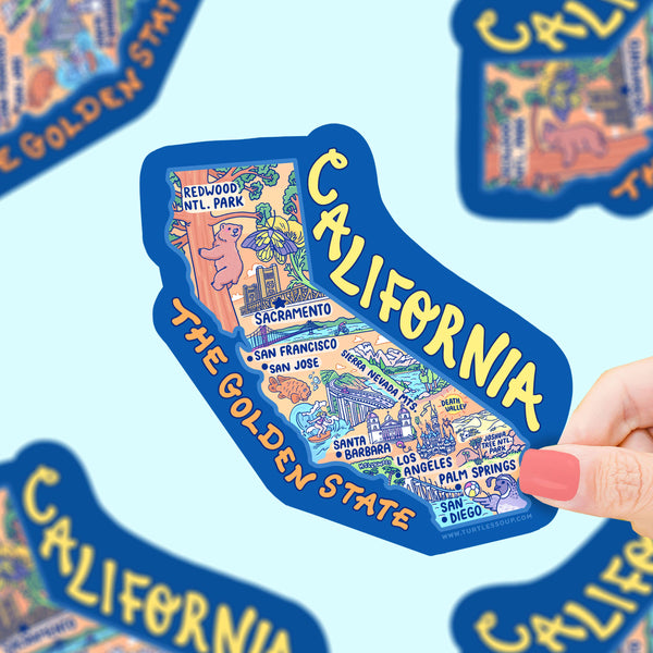 California Map Art Golden State LA Car Decal Vinyl Sticker