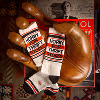 Horny For Thrift Stores Unisex Gym Crew Socks