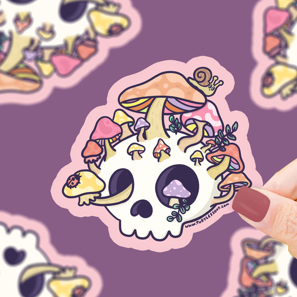 Mushroom Skull Garden Vinyl Sticker