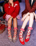 Cherry Bow Ruffle Sheer Crew Sock