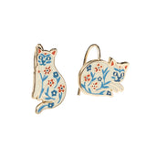 Floral Cat Drop Earrings