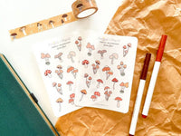 Forest Mushrooms Sticker Sheet | Clear Frosted
