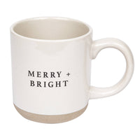 Merry & Bright Stoneware Coffee Mug - Christmas Decor & Gift