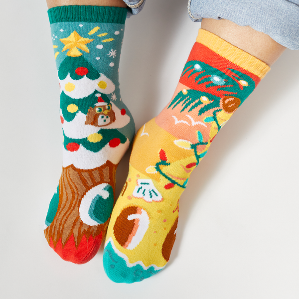 Christmas Trees Piney & Coco - Mismatched Socks for Adults: ADULT LARGE