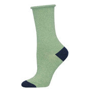 Contrast Heel Toe Bamboo Roll Top Crew