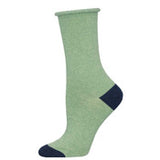 Contrast Heel Toe Bamboo Roll Top Crew