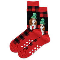 Fuzzy King Charles Sock with grips on the sole