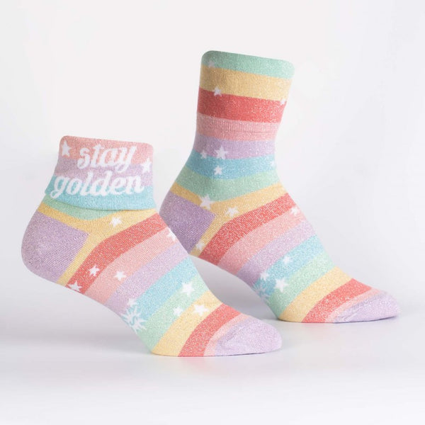 Stay Golden Turn Cuff Crew Sock